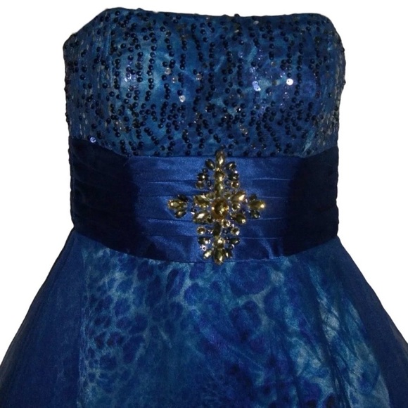 Deb Dress Vintage y2k Blue Leopard Print Tulle Sequin Gem Trashy Club Mini Tutu - Picture 9 of 16